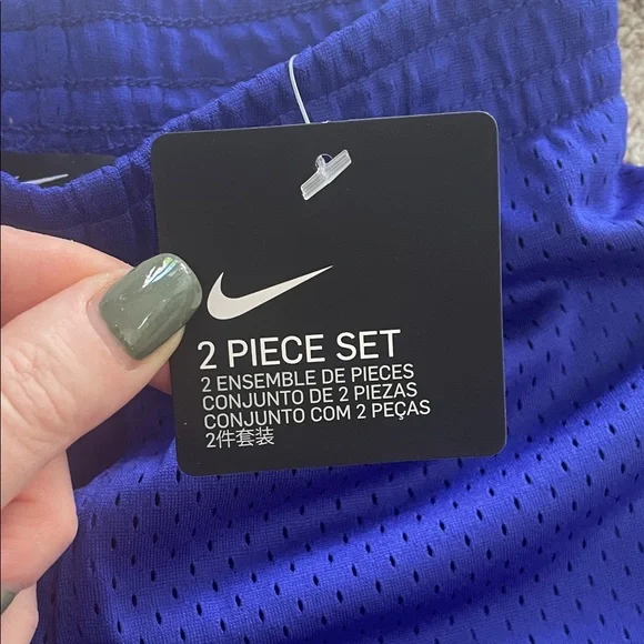 Nike White Tune Squad Tee with Royal Purple Mesh Shorts - Picture 5 of 9